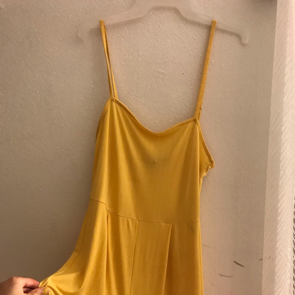 Yellow Pinstripe wide leg JumpSuit